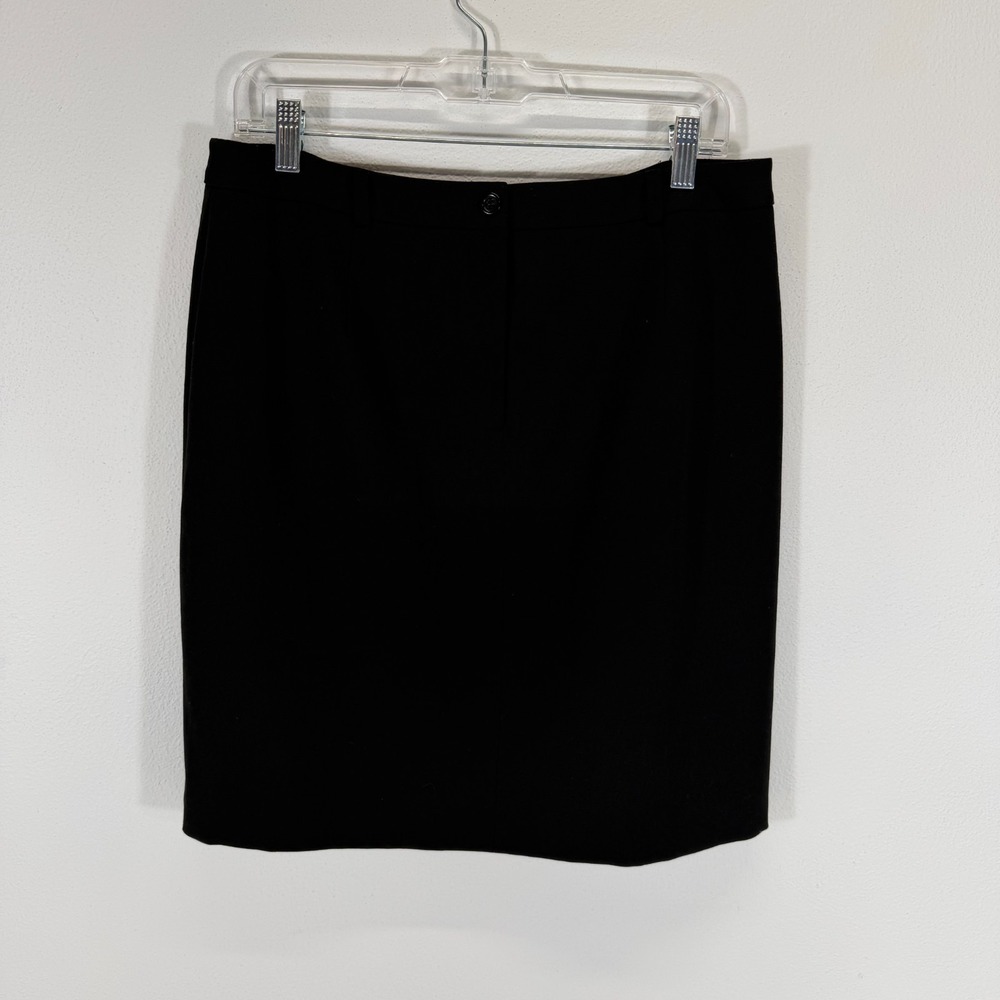 Talbots Vintage 90s Tailored Stretch Black Pencil Skirt Sz 14 Career Minimalist